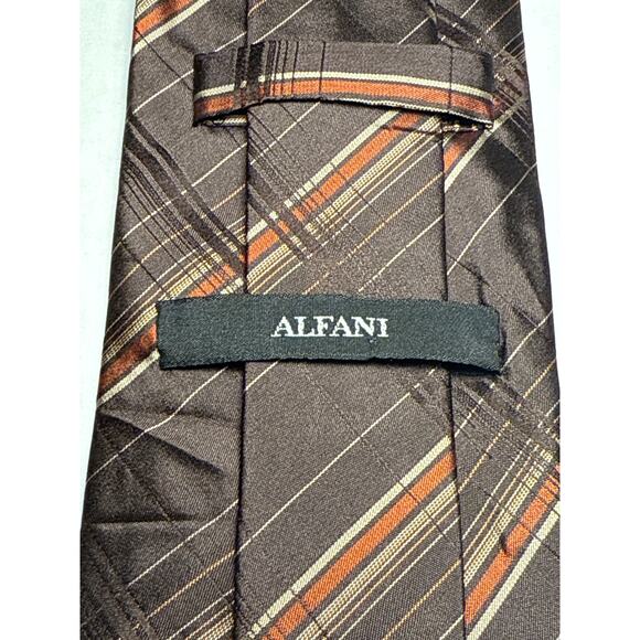 Alfani 100% Silk Tie Classic Browns - Picture 2 of 4